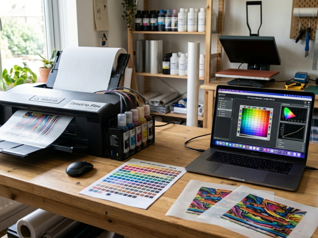 DTF color management guide showing printer color calibration process