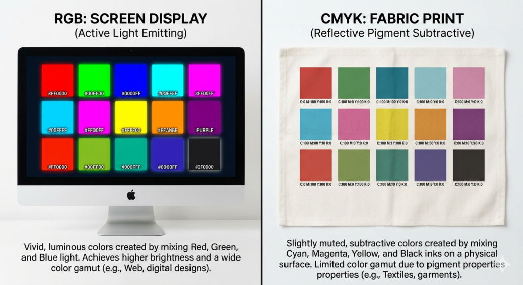 DTF color management guide RGB vs CMYK comparison chart