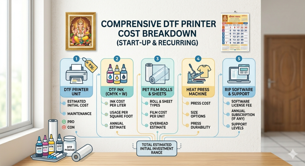 DTF printer buying guide for beginners cost breakdown India