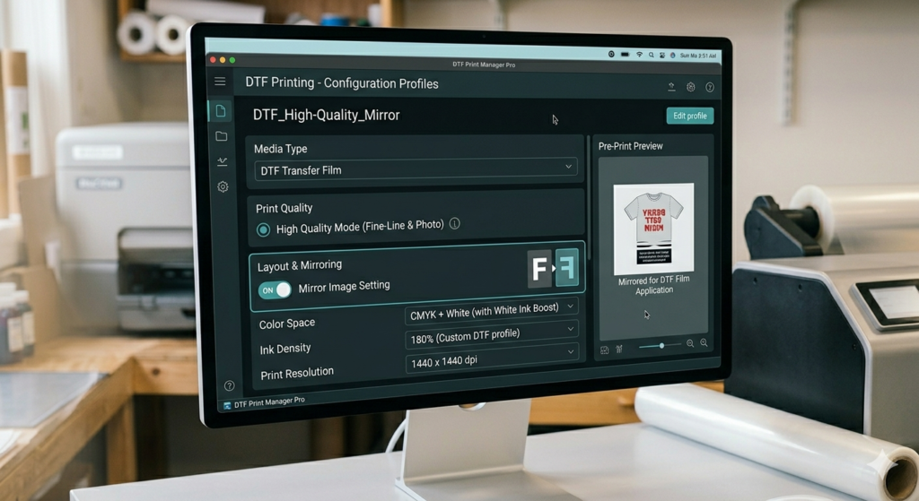 DTF PET Film Loading Guide: 10 Easy Steps for Perfect Printing - DTF PET film loading guide showing correct printer settings