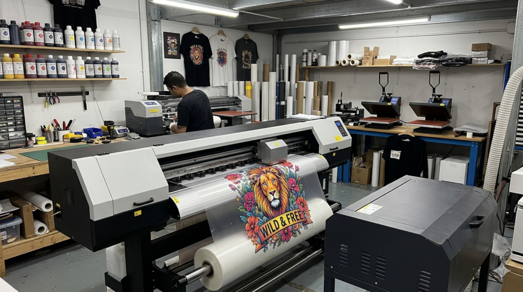 DTF transfer guide printing process on T-shirt