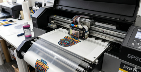 DTF small design printing process on film