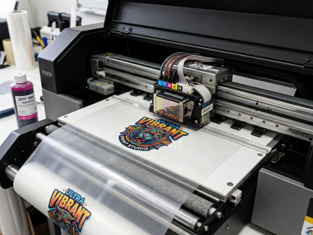 DTF small design printing process on film