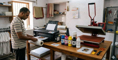 DTF printing equipment India complete setup with printer and heat press