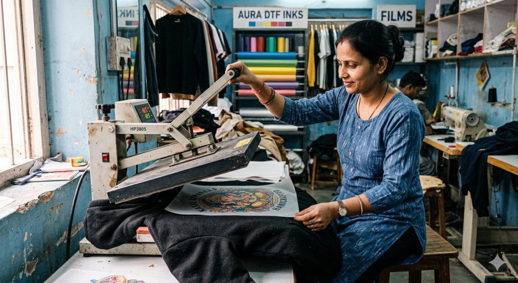 DTF printing for hoodies in India process on heat press