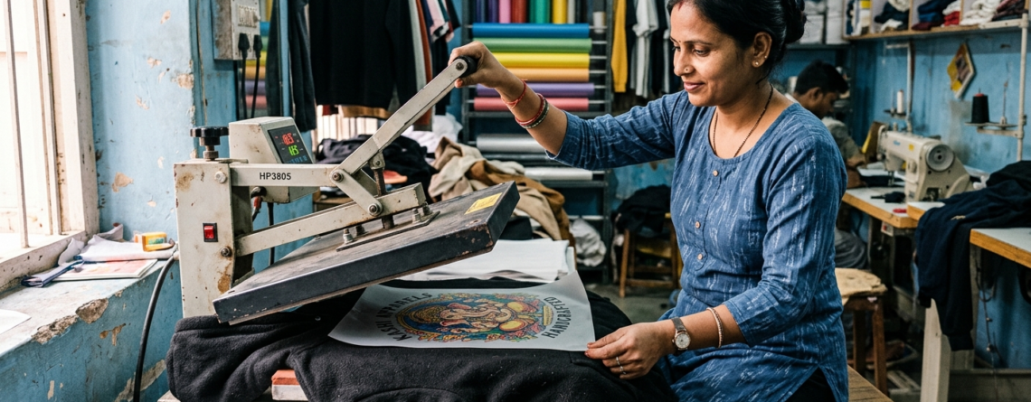 DTF printing for hoodies in India process on heat press