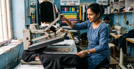 DTF printing for hoodies in India process on heat press