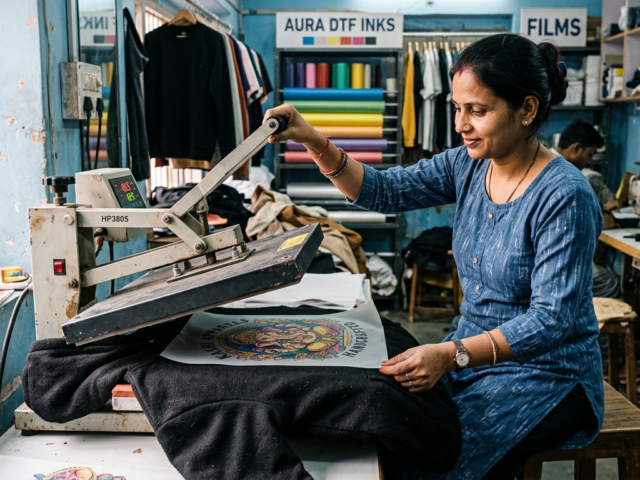 DTF printing for hoodies in India process on heat press