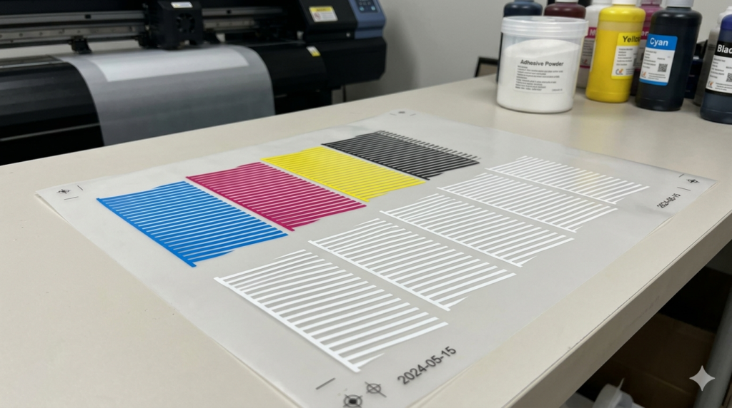 DTF printer installation nozzle check and test print output