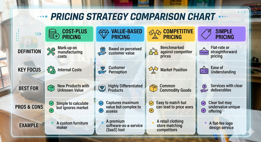 DTF Pricing India Guide: 8 Easy Steps to Set Profitable Prices - DTF pricing India strategy comparison chart