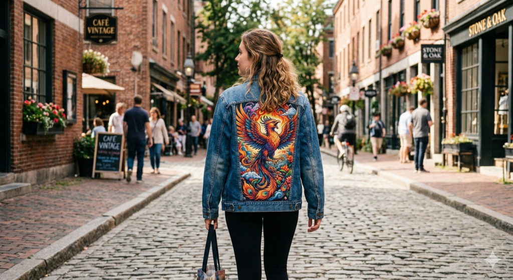 DTF printing fabrics denim jacket print result