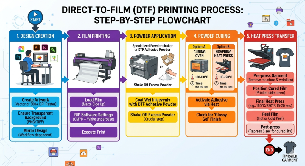 DTF ink colors explained step by step printing process