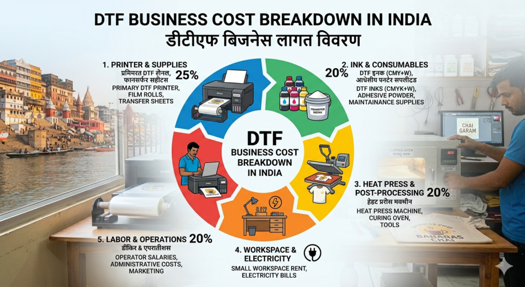 DTF business cost in India equipment breakdown chart