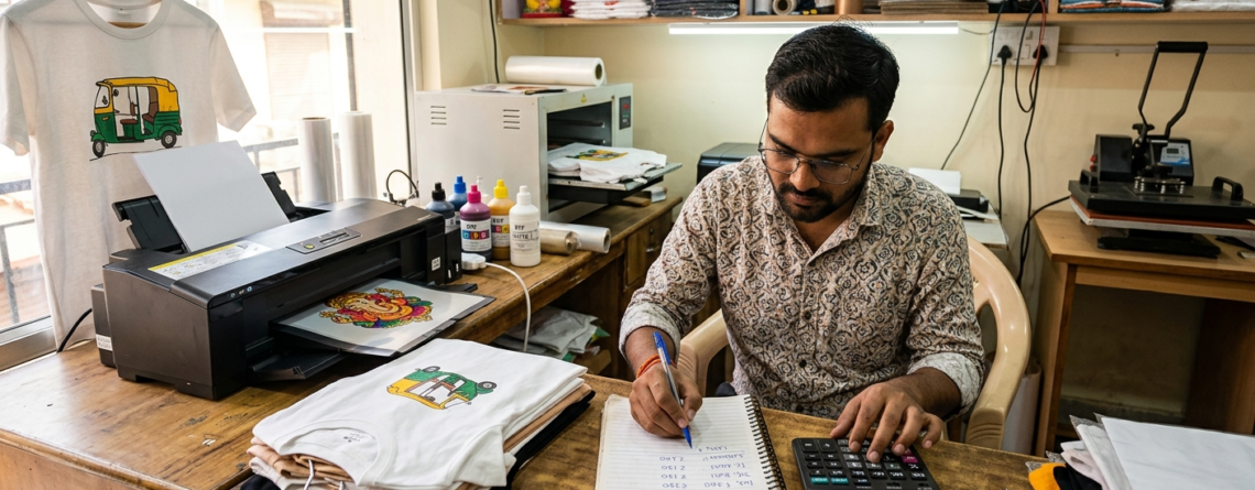 DTF pricing India cost calculation for t-shirt printing