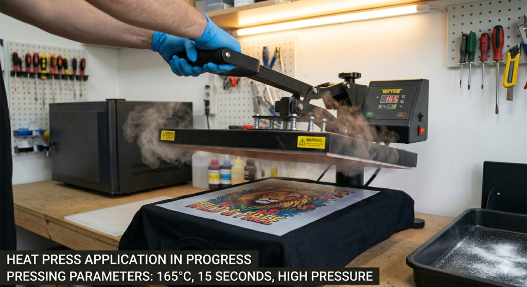 DTF Printing on Dark Fabric: Ultimate Guide for Beginners in India 2026 - DTF printing on dark fabric heat press application