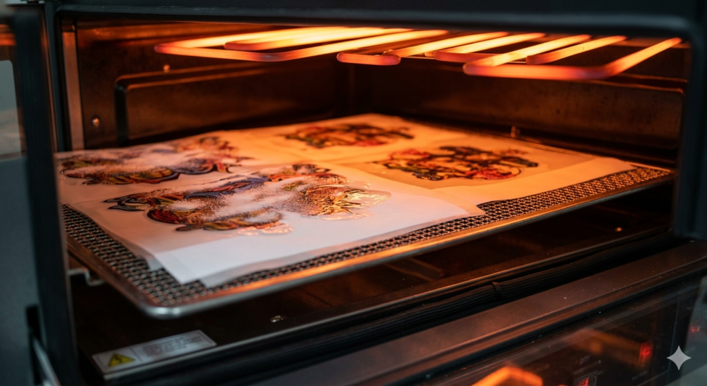 DTF curing oven vs heat press curing process