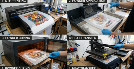 DTF printing on dark fabric process step by step