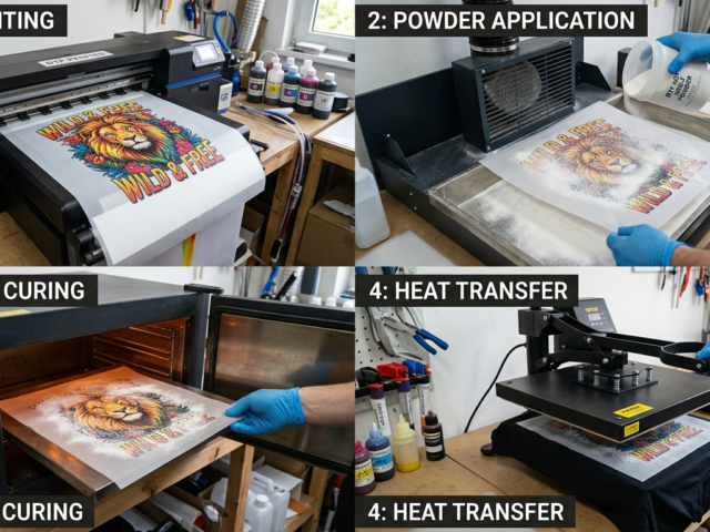 DTF printing on dark fabric process step by step