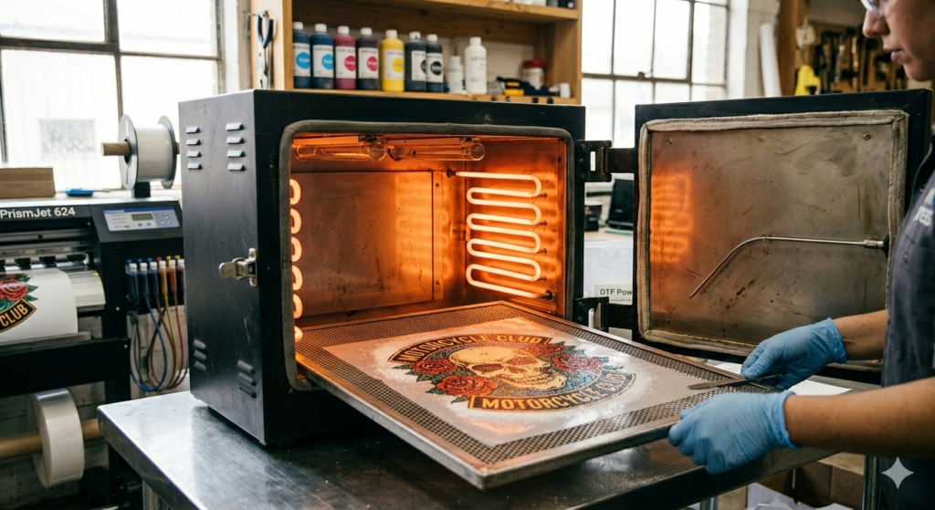 DTF powder curing guide oven curing process