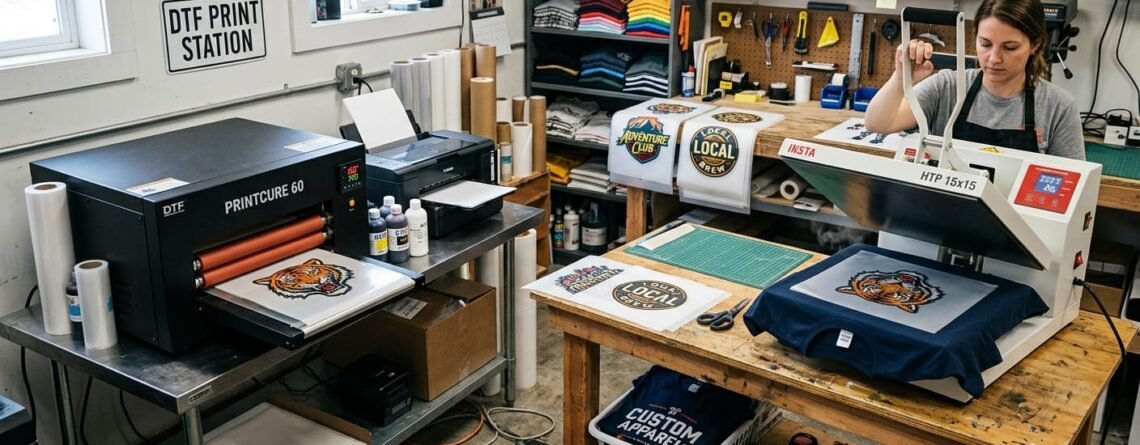 DTF curing oven vs heat press comparison setup