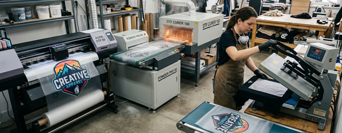 DTF PET Film Guide for Beginners showing printing process