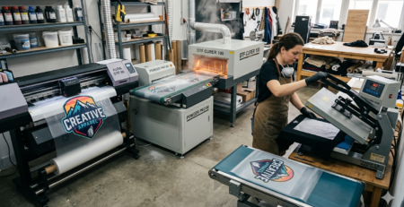 DTF PET Film Guide for Beginners showing printing process