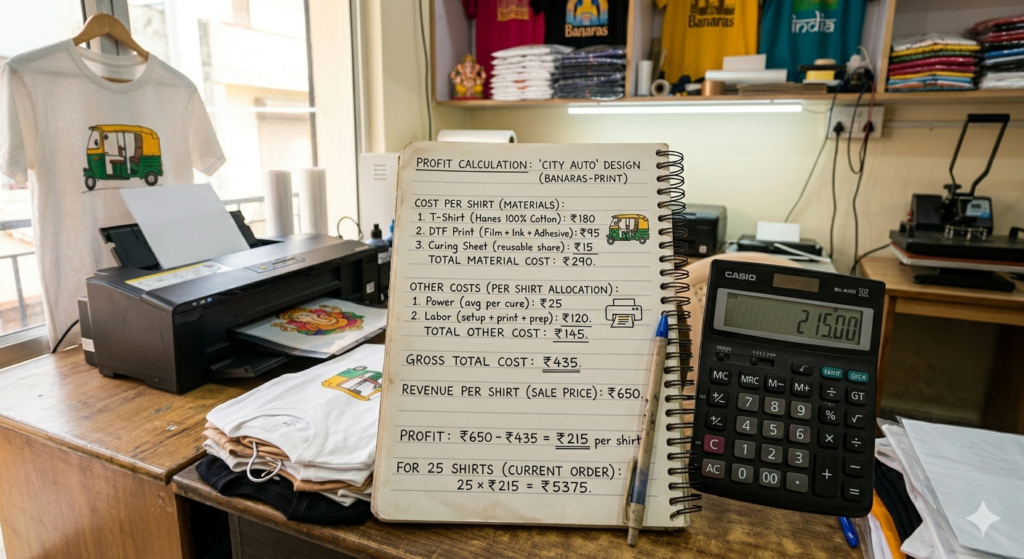 DTF Pricing India Guide: 8 Easy Steps to Set Profitable Prices - DTF pricing India profit margin example calculation