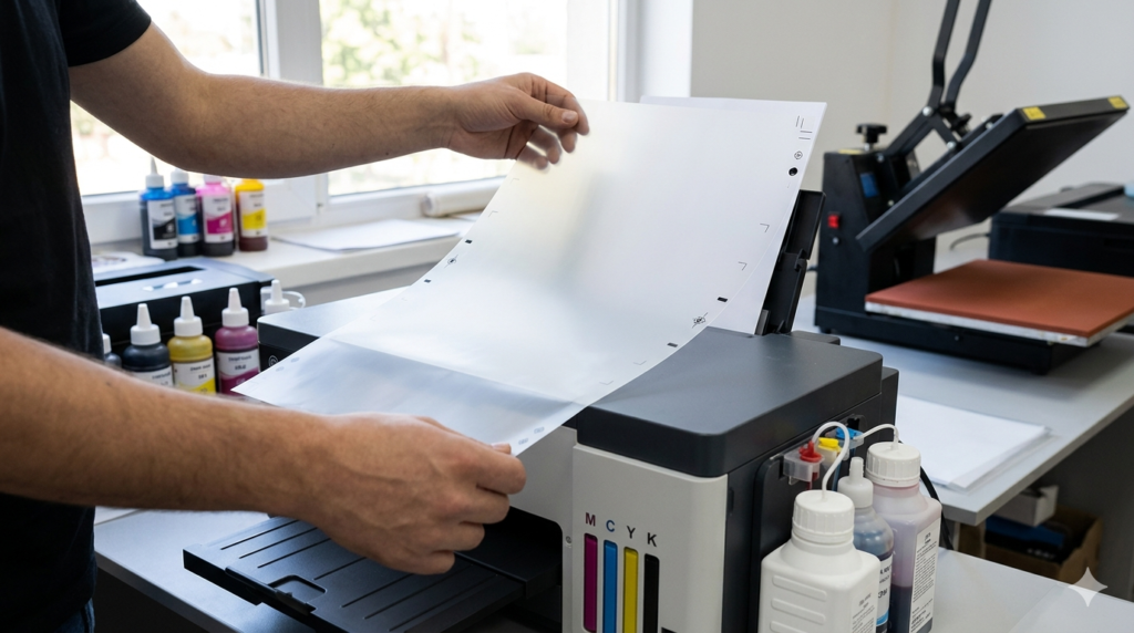 DTF printer installation film loading step alignment process