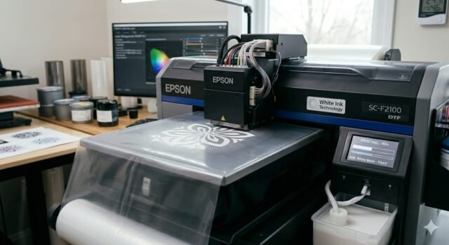 White ink in DTF printing process on film