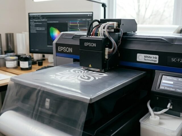 White ink in DTF printing process on film