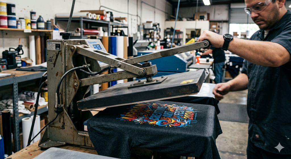 DTF print transfer guide heat press process