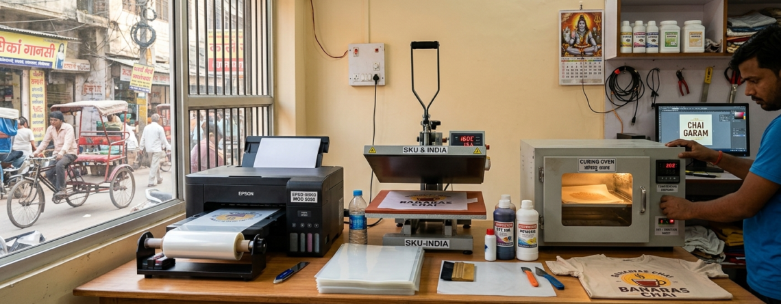 DTF business cost in India setup with printer and heat press