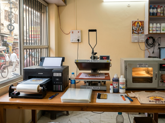 DTF business cost in India setup with printer and heat press