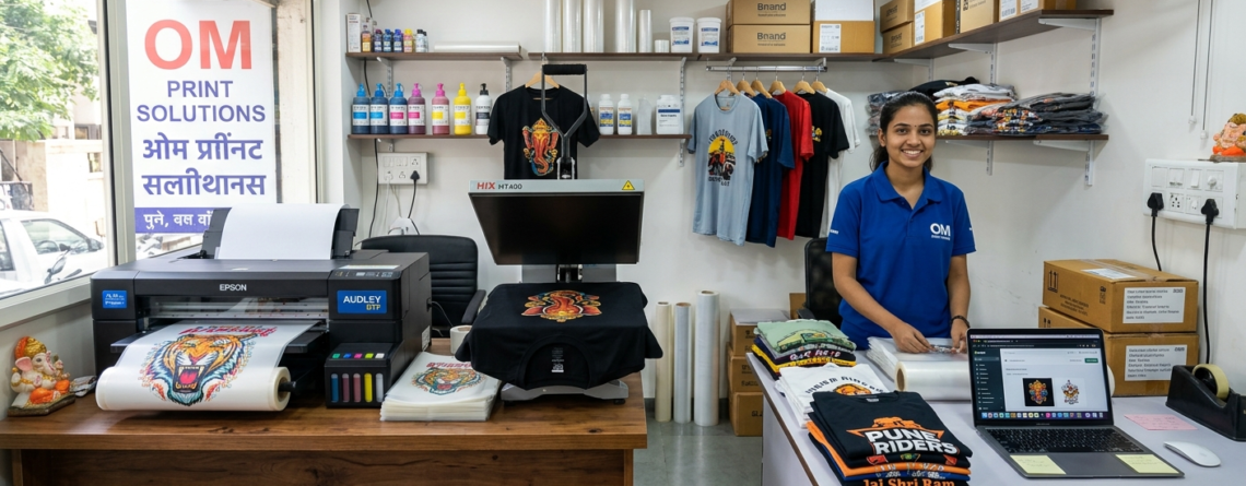 DTF Printing Business setup with printer and heat press machine