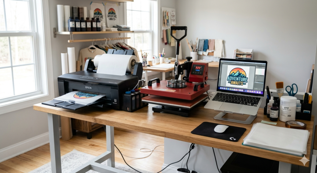DTF printing for school uniforms machine setup