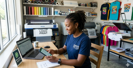 WhatsApp Business for DTF Print Shop setup on smartphone