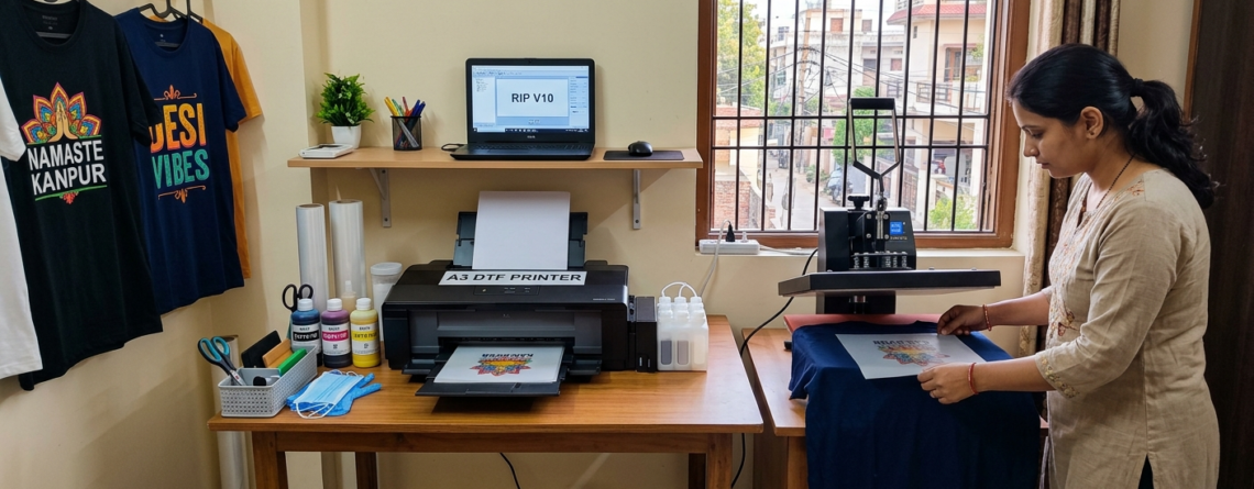 DTF printing business in Tier-2 cities India setup at home