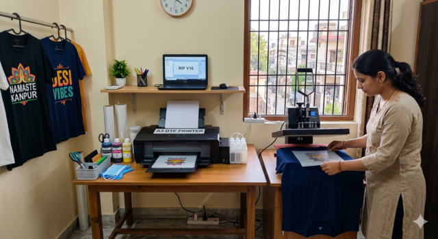 DTF printing business in Tier-2 cities India setup at home
