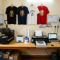 DTF Printing Business home studio setup with printer and heat press