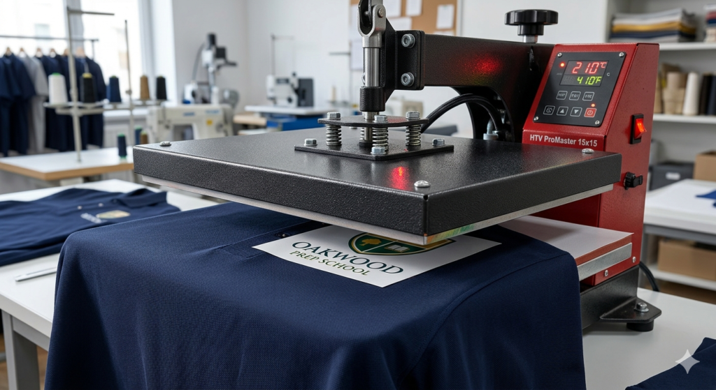 DTF printing for school uniforms logo transfer process