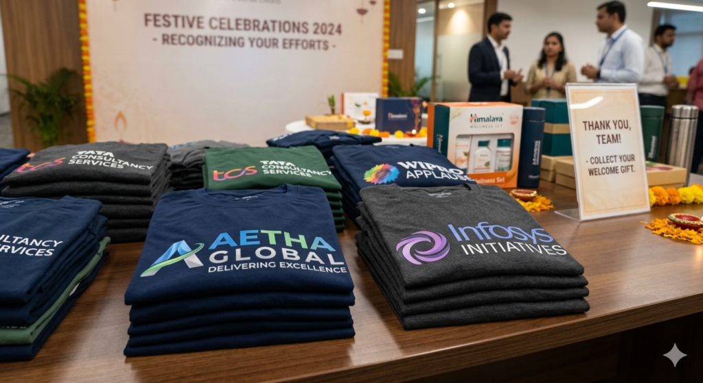 DTF Printing for Corporate Gifting customized employee T-shirts