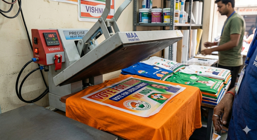 DTF Printing for Political Campaign Merchandise in India – Ultimate Branding Solution for Election Success 2026 - DTF Printing for Political Campaign Merchandise in India using heat press machine