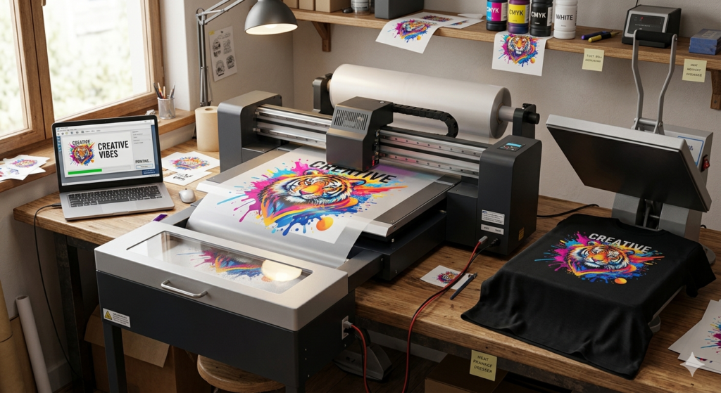 affordable blank t-shirts for DTF printing in India DTF printing process\
