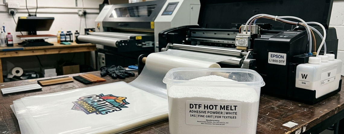 DTF Hot Melt Adhesive Powder used for garment transfer printing