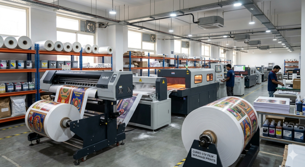 DTF Printer Comparison India showing industrial Roll-to-Roll printing