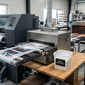 DTF hot melt adhesive powder used in a professional DTF printer with powder shaker setup
