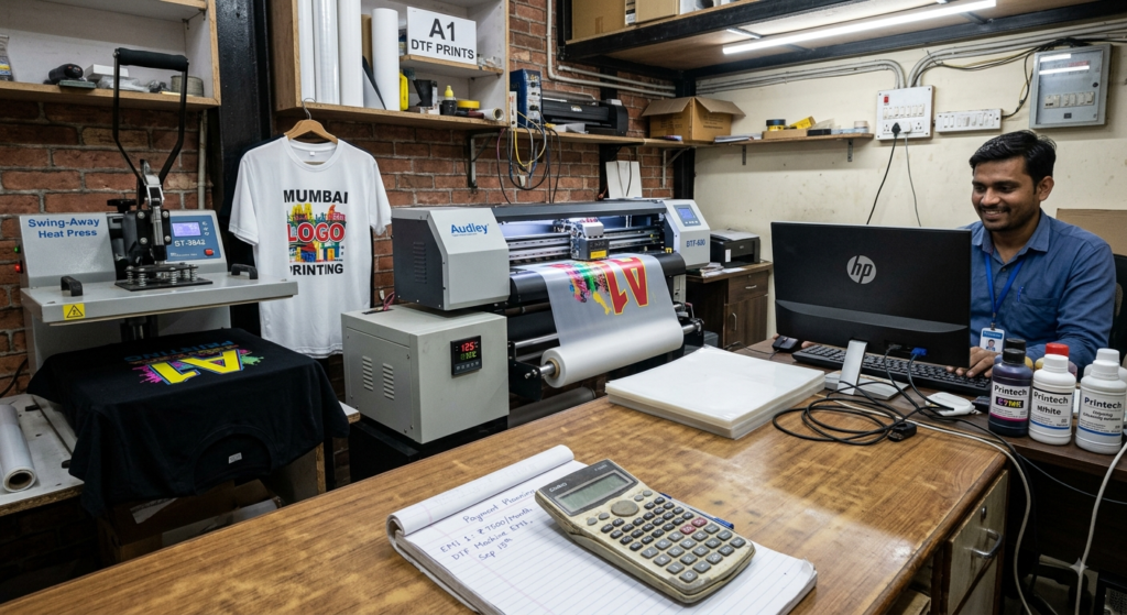 DTF Printer EMI Options in India with commercial DTF printing setup