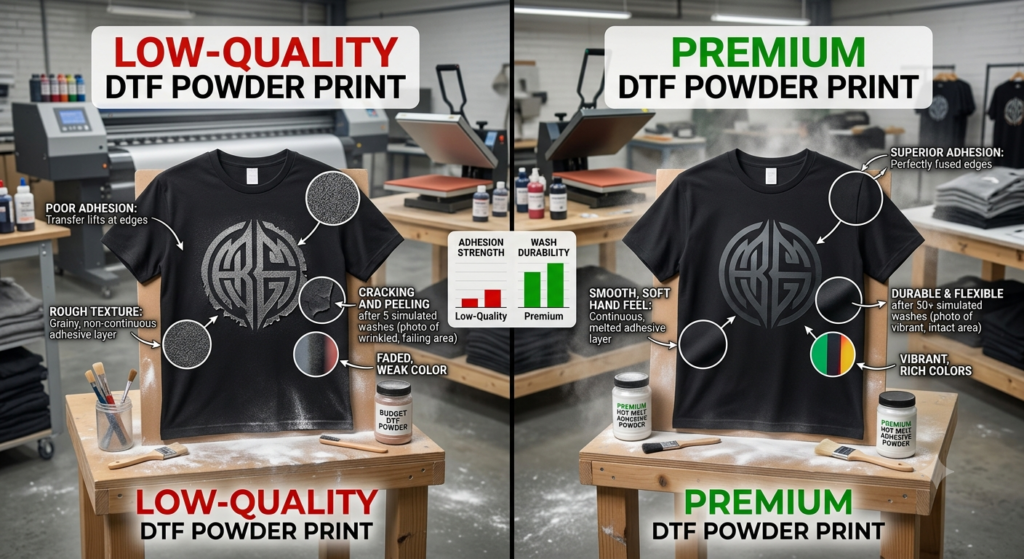 DTF Hot Melt Adhesive Powder Ultimate Guide: DTF Film A+B Difference Explained 2026 - DTF Hot Melt Adhesive Powder quality comparison for garment printing