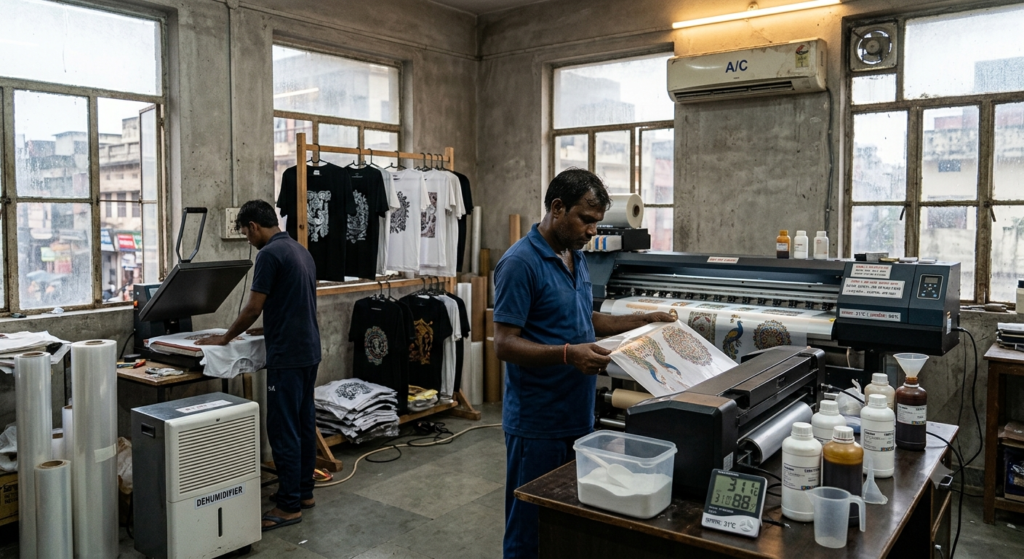 DTF ink for Indian conditions in a humid printing workshop