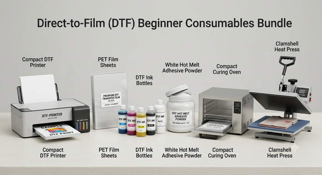 DTF Hot Melt Adhesive Powder – Complete Guide for Beginners 2026 - DTF hot melt adhesive powder and affordable DTF consumables bundle for beginners